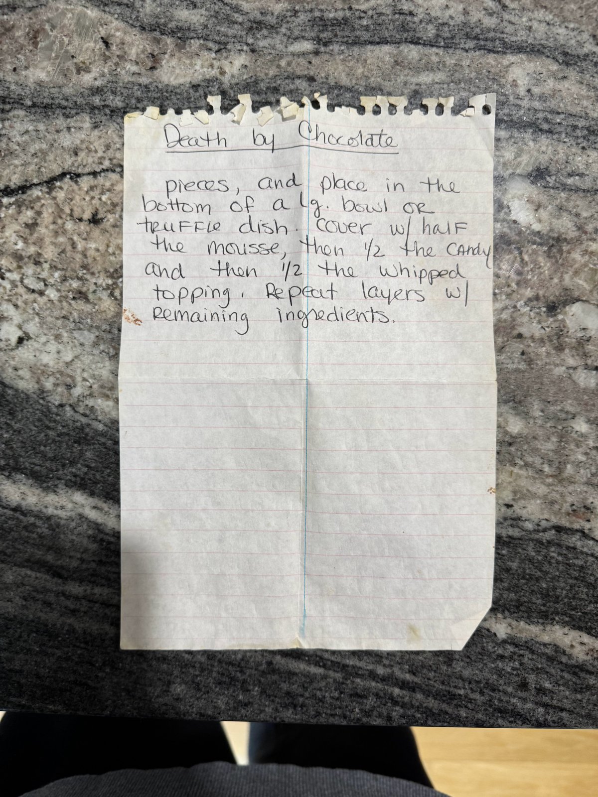 Original recipe card