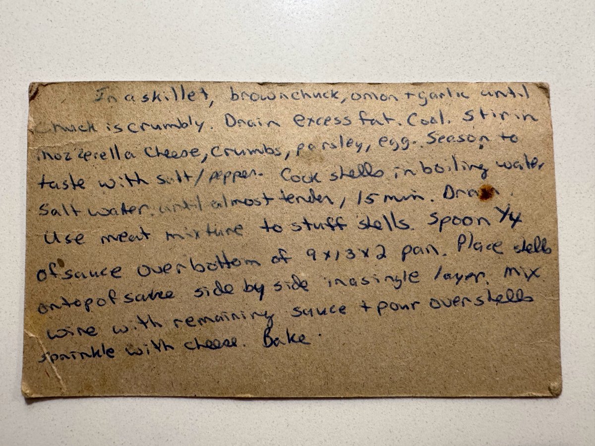 Original recipe card