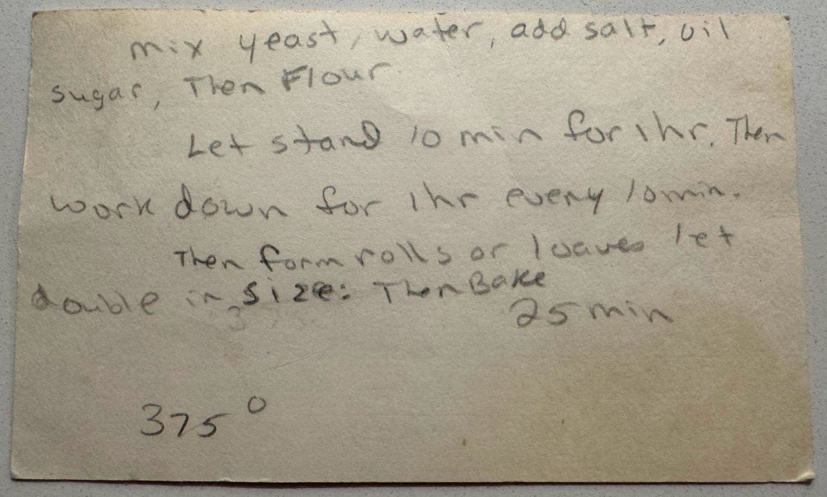 Original recipe card