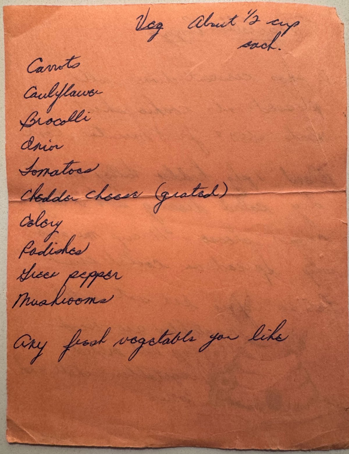 Original recipe card